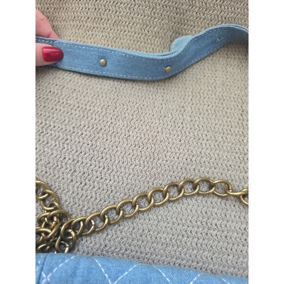 Womens Crossbody Denim Quilted Y2k Style One Of A Kind Purse BrassColor Hardware - Picture 9 of 9